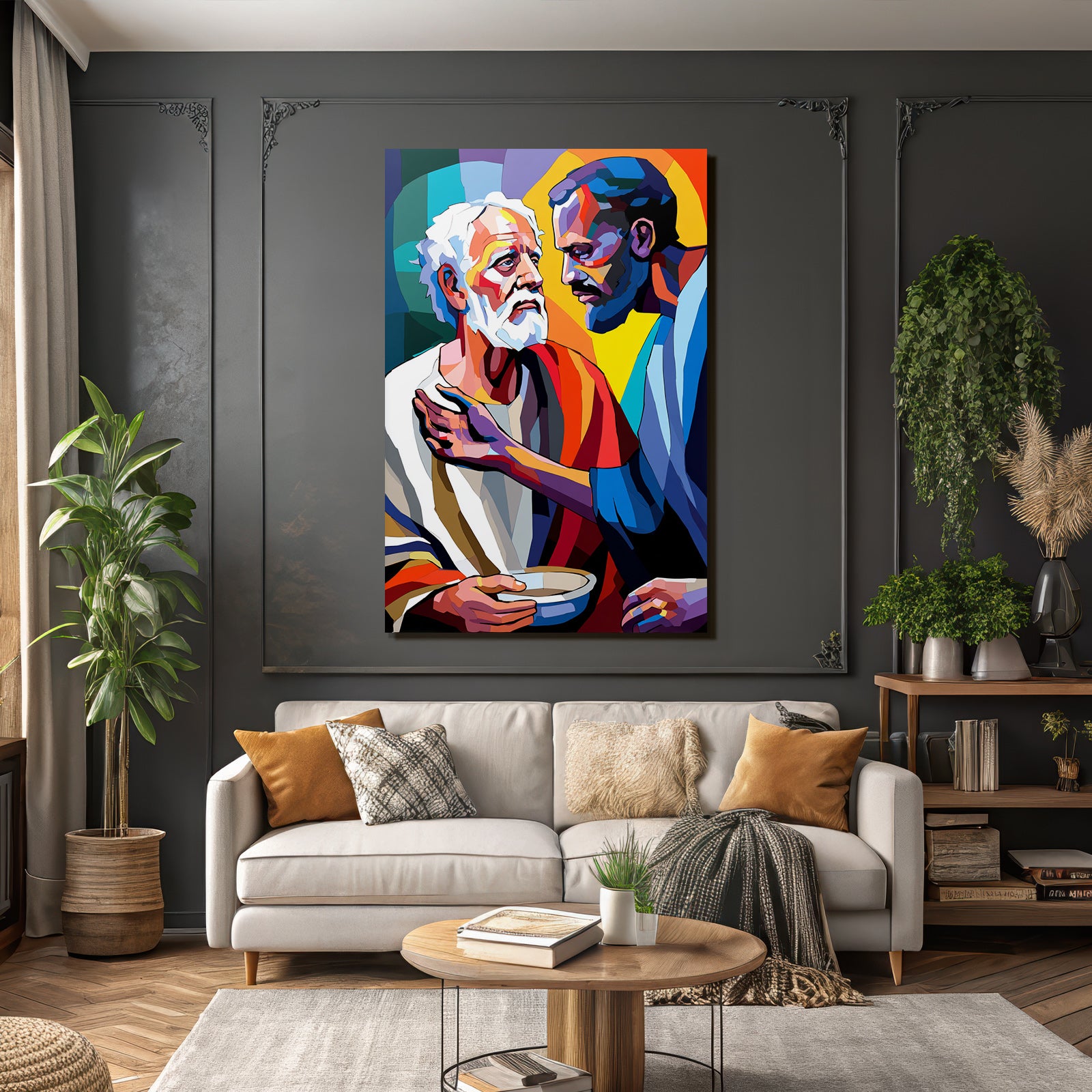 PopArt Lebendige Zwei Figuren Im Gespräch Abstrakte Farben