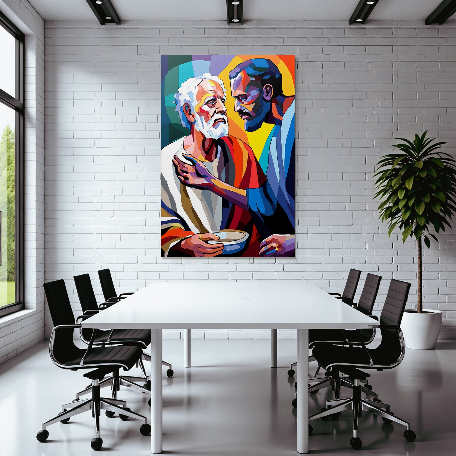 PopArt Lebendige Zwei Figuren Im Gespräch Abstrakte Farben