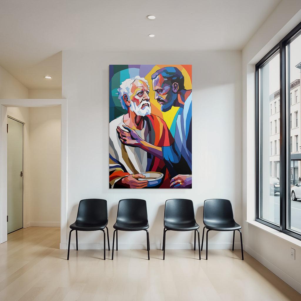 PopArt Lebendige Zwei Figuren Im Gespräch Abstrakte Farben