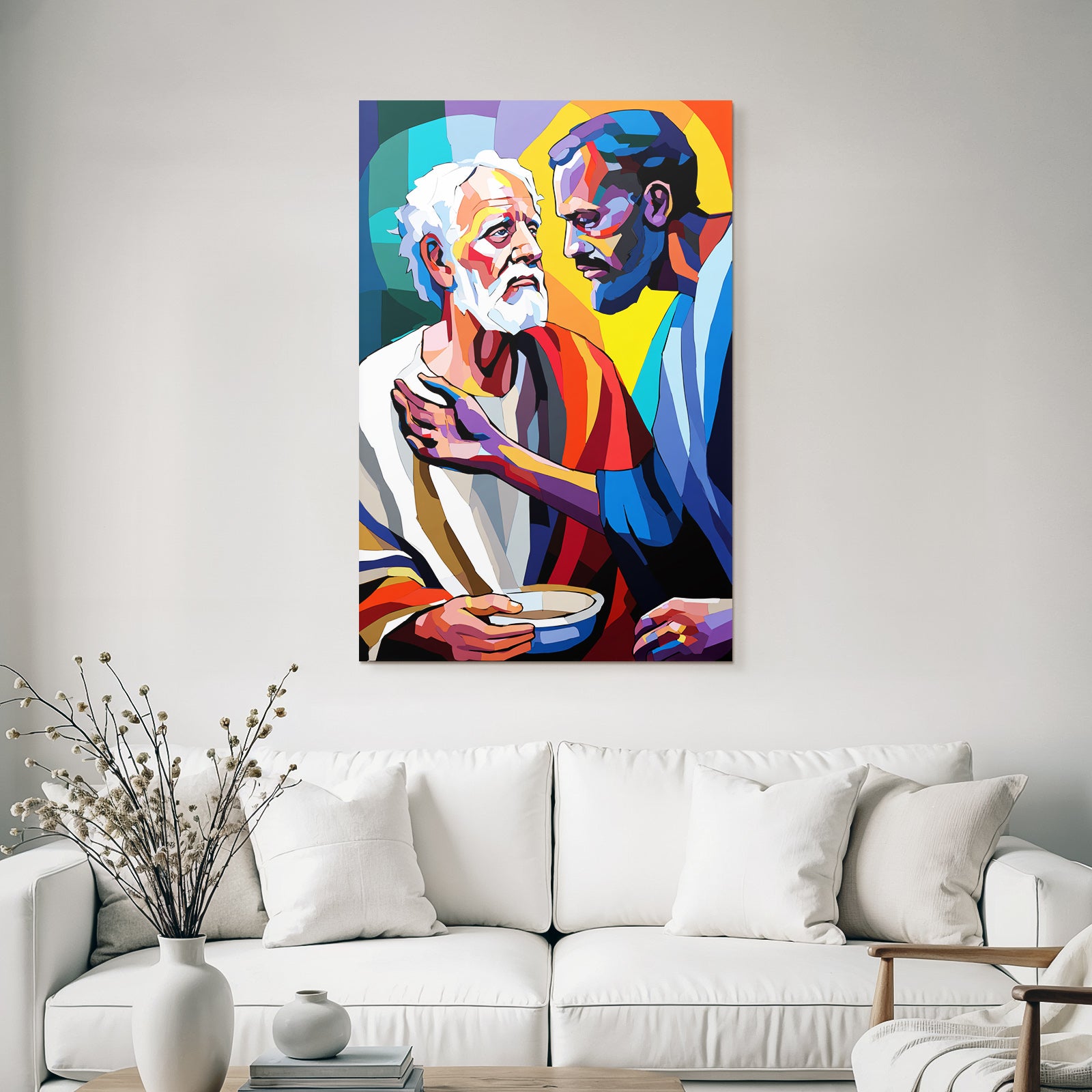 PopArt Lebendige Zwei Figuren Im Gespräch Abstrakte Farben