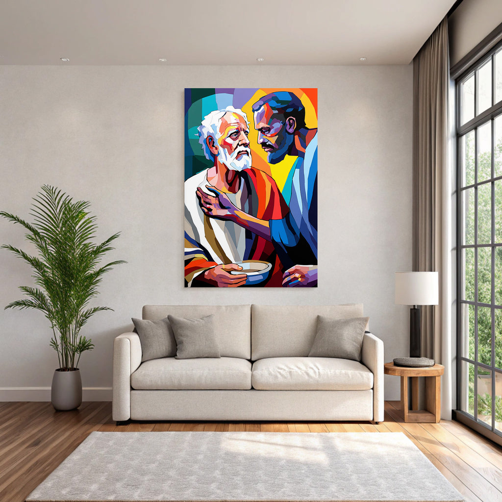 PopArt Lebendige Zwei Figuren Im Gespräch Abstrakte Farben