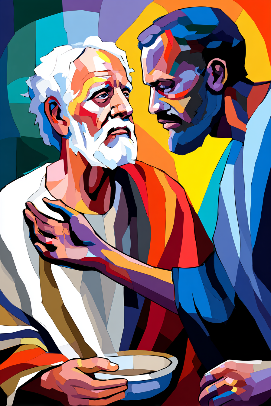 PopArt Lebendige Zwei Figuren Im Gespräch Abstrakte Farben | Pop Art | Stilrichtungen