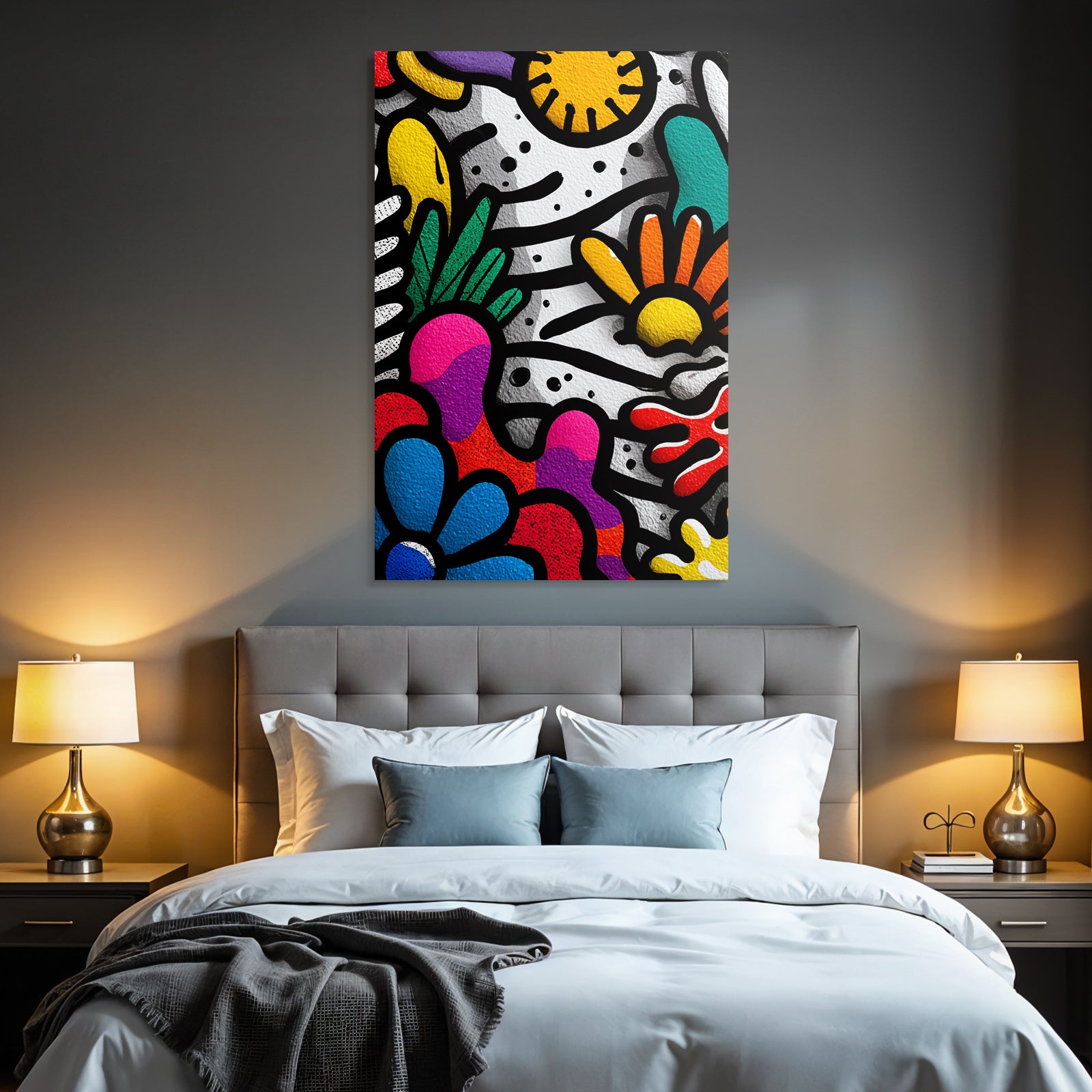PopArt Lebhaft Bunte Abstrakte Florale Elemente Kreatives Design