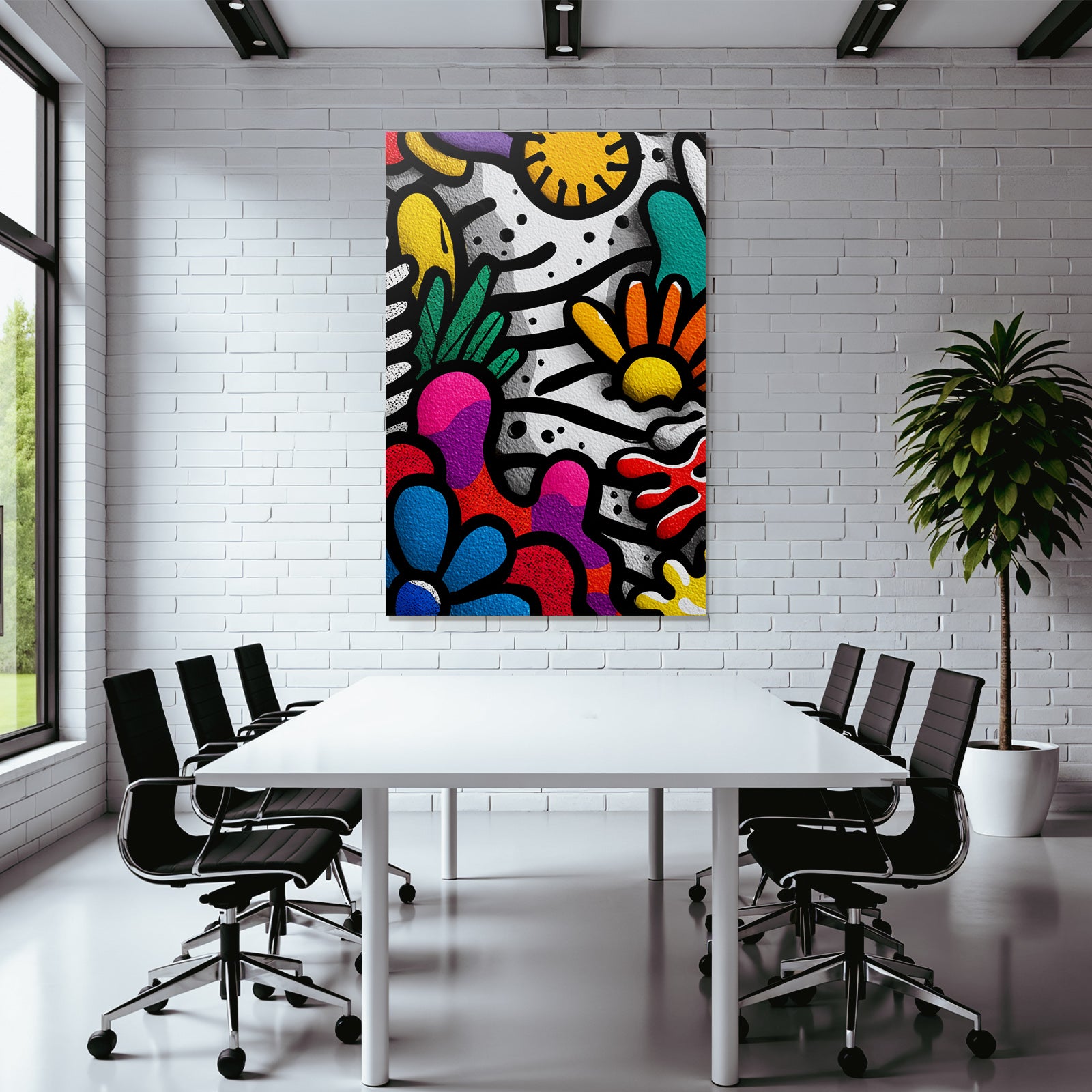 PopArt Lebhaft Bunte Abstrakte Florale Elemente Kreatives Design
