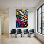PopArt Lebhaft Bunte Abstrakte Florale Elemente Kreatives Design