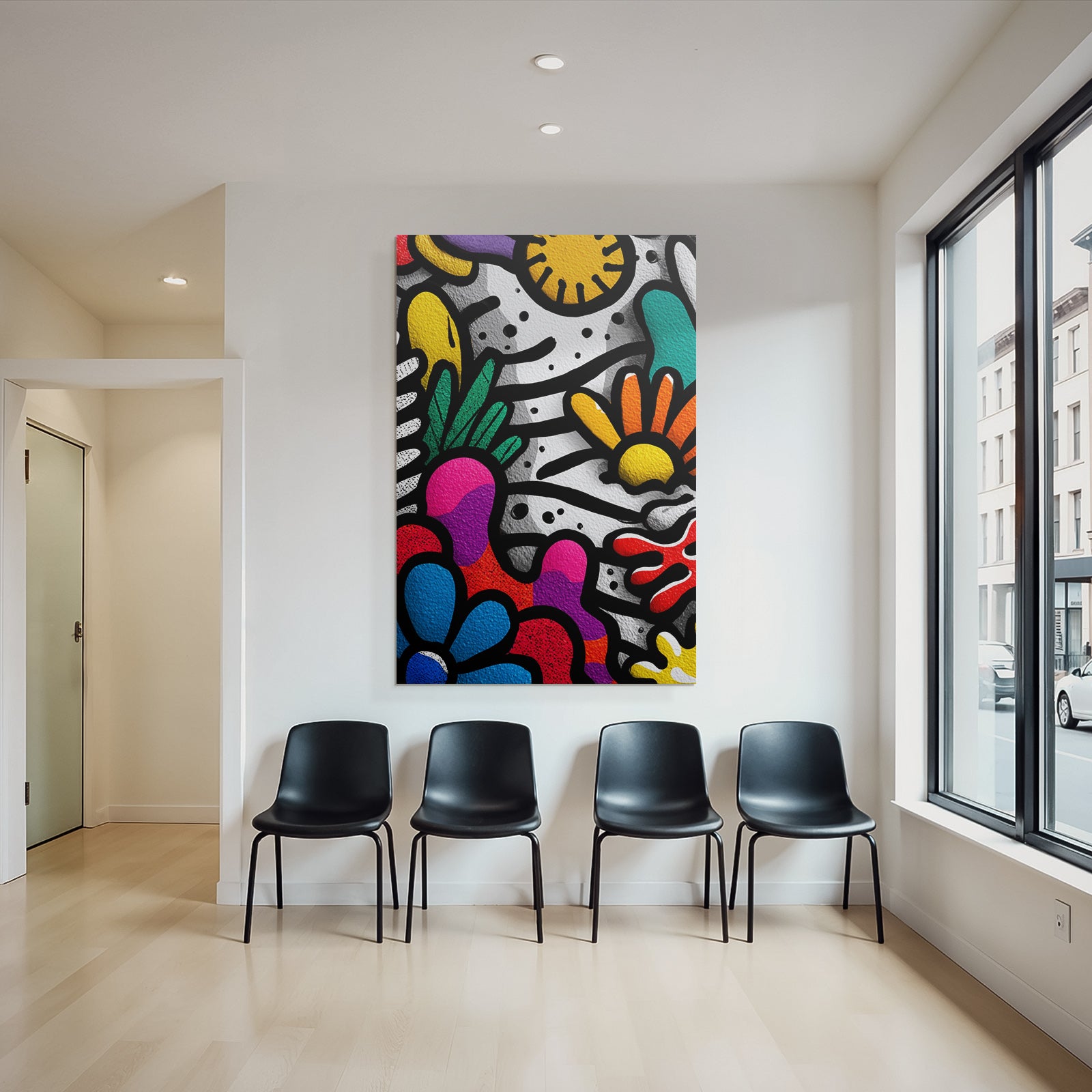 PopArt Lebhaft Bunte Abstrakte Florale Elemente Kreatives Design