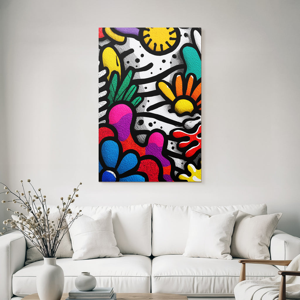 PopArt Lebhaft Bunte Abstrakte Florale Elemente Kreatives Design