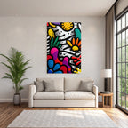 PopArt Lebhaft Bunte Abstrakte Florale Elemente Kreatives Design