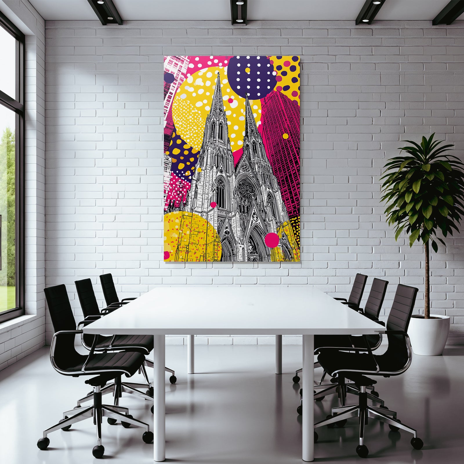 PopArt Moderne Kirche Mit Spitzen Und Hintergrund