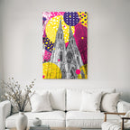 PopArt Moderne Kirche Mit Spitzen Und Hintergrund