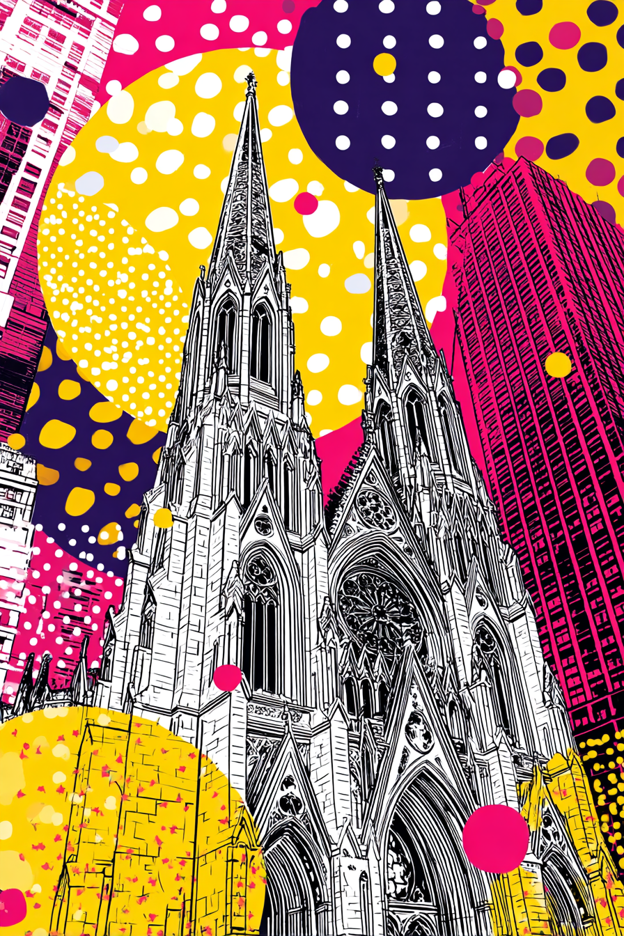 PopArt Moderne Kirche Mit Spitzen Und Hintergrund | Pop Art | Stilrichtungen