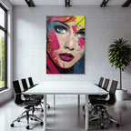PopArt Modernes Porträt Einer Frau Mit Vibrierenden Farben