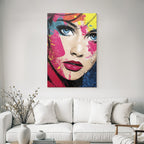 PopArt Modernes Porträt Einer Frau Mit Vibrierenden Farben