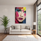 PopArt Modernes Porträt Einer Frau Mit Vibrierenden Farben