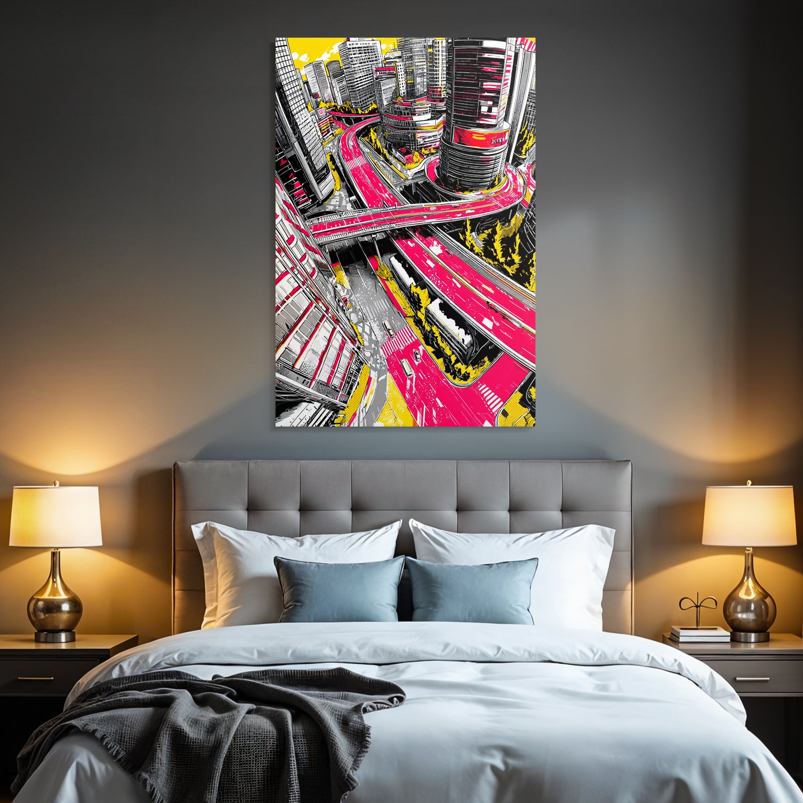PopArt Stilisierte Stadtlandschaft Mit Bunten Farben Und Überblick