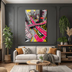 PopArt Stilisierte Stadtlandschaft Mit Bunten Farben Und Überblick
