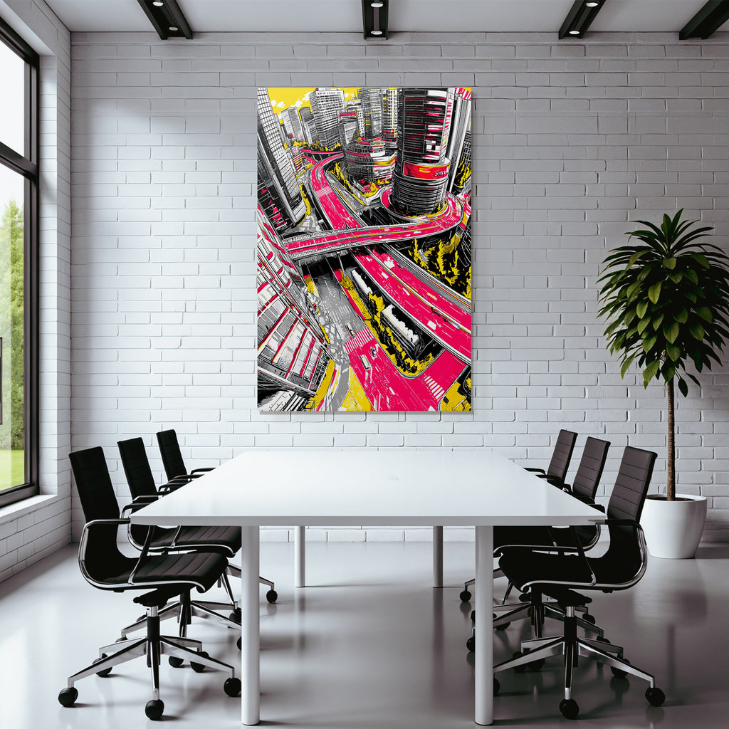 PopArt Stilisierte Stadtlandschaft Mit Bunten Farben Und Überblick