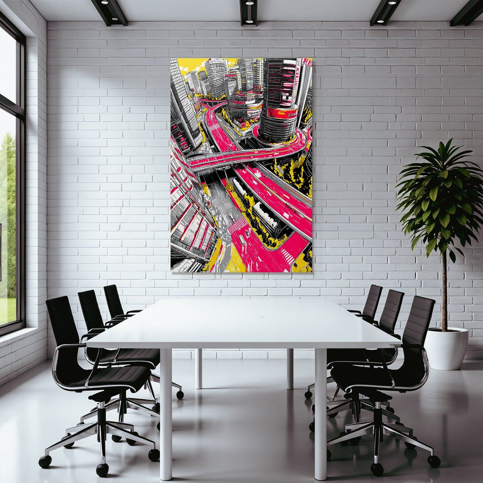 PopArt Stilisierte Stadtlandschaft Mit Bunten Farben Und Überblick