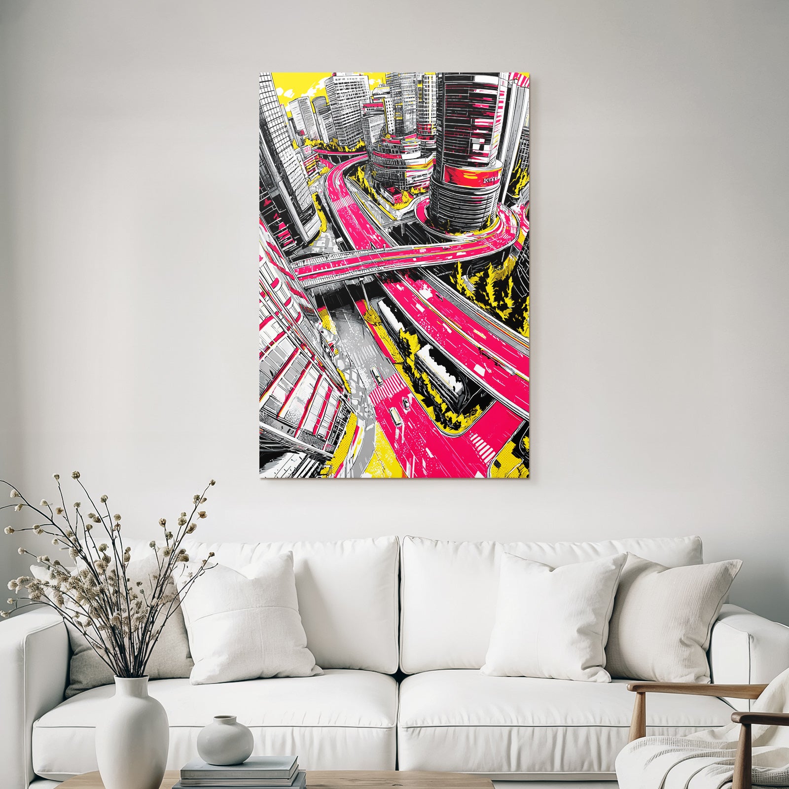 PopArt Stilisierte Stadtlandschaft Mit Bunten Farben Und Überblick