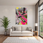 PopArt Stilisierte Stadtlandschaft Mit Bunten Farben Und Überblick