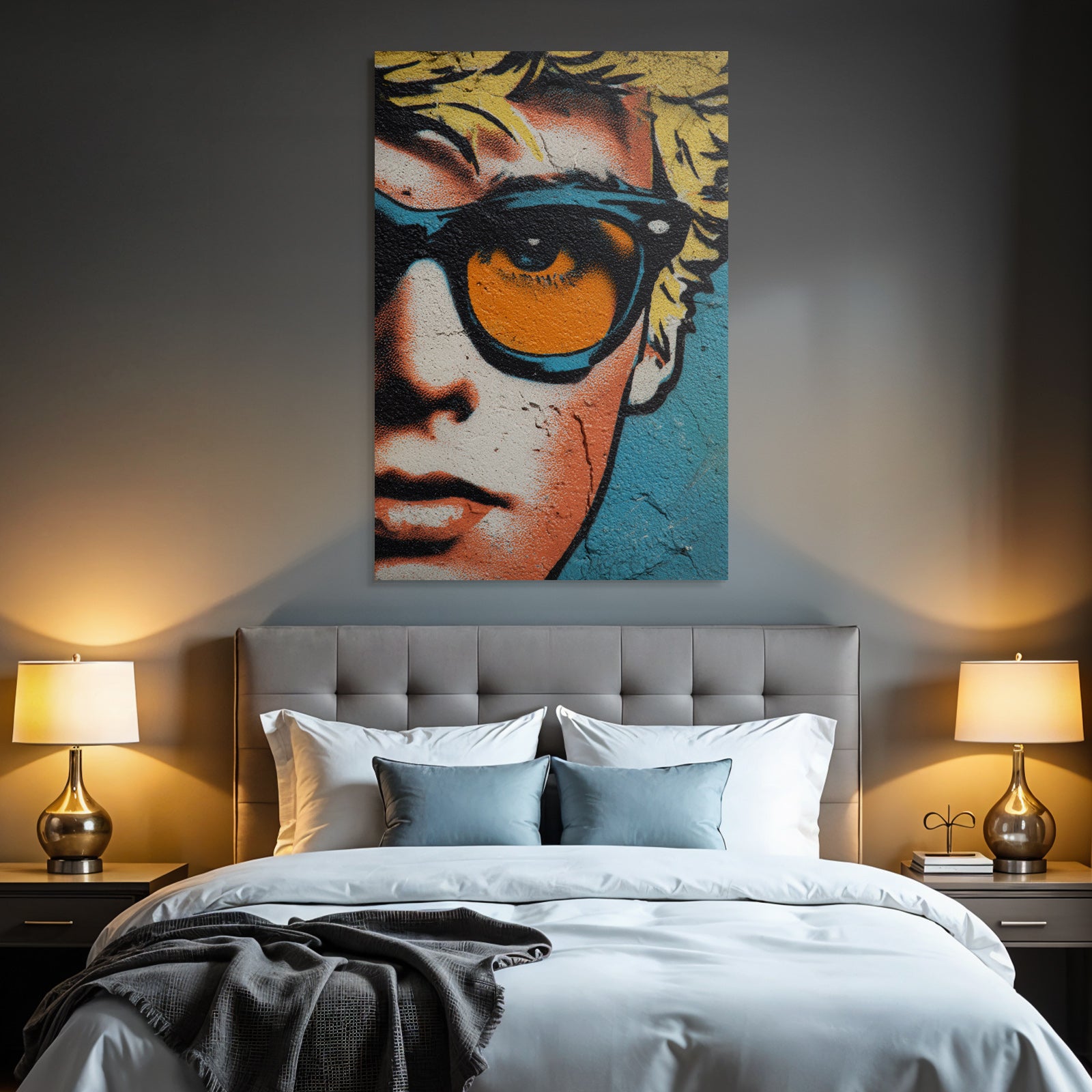 PopArt Strassenkunst Stilisiertes Gesicht Mit Sonnenbrille