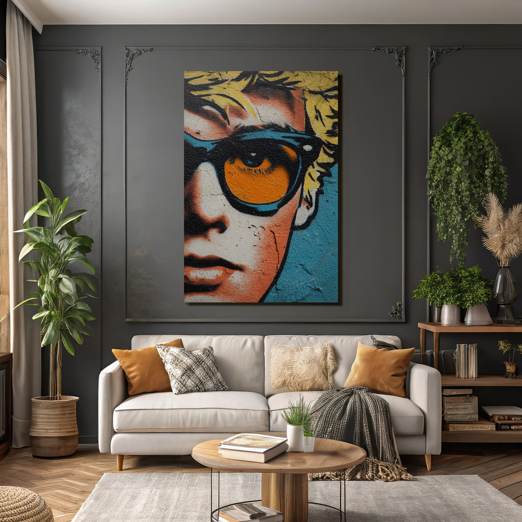 PopArt Strassenkunst Stilisiertes Gesicht Mit Sonnenbrille