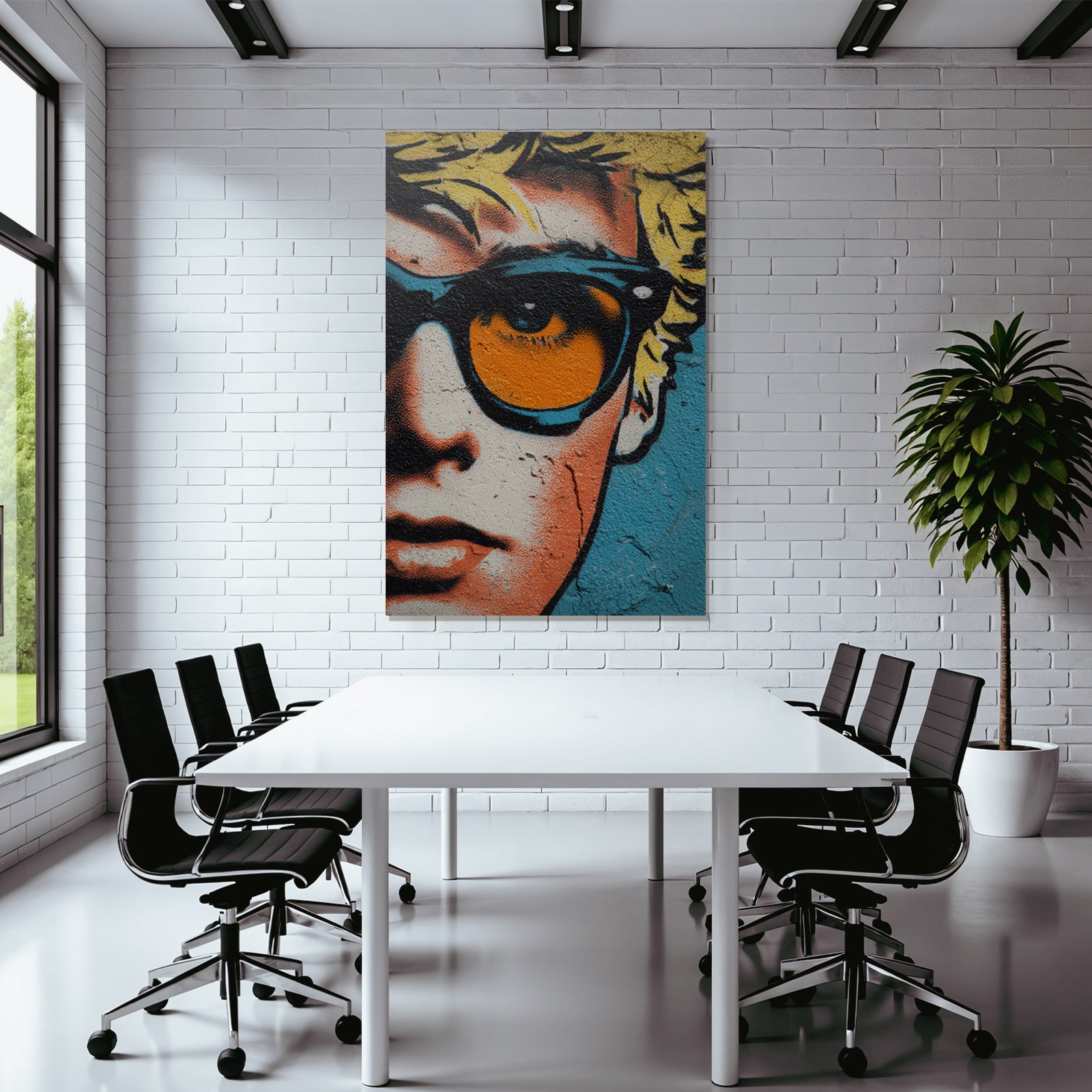 PopArt Strassenkunst Stilisiertes Gesicht Mit Sonnenbrille
