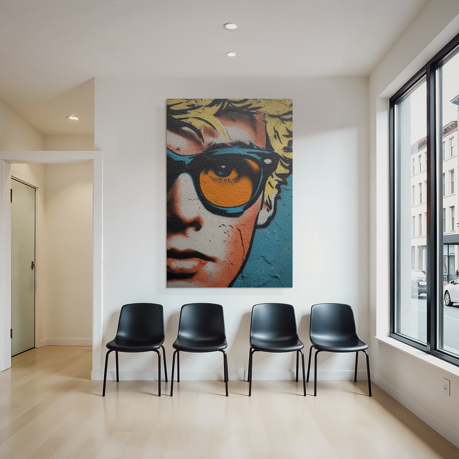 PopArt Strassenkunst Stilisiertes Gesicht Mit Sonnenbrille