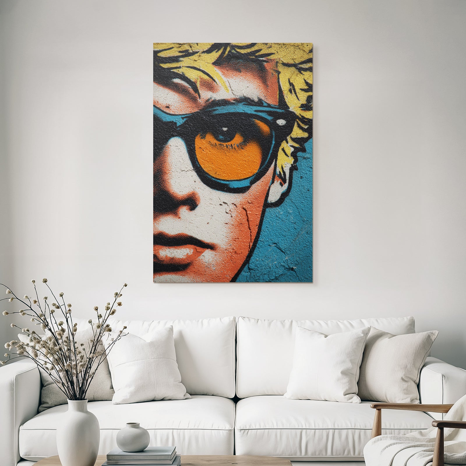 PopArt Strassenkunst Stilisiertes Gesicht Mit Sonnenbrille