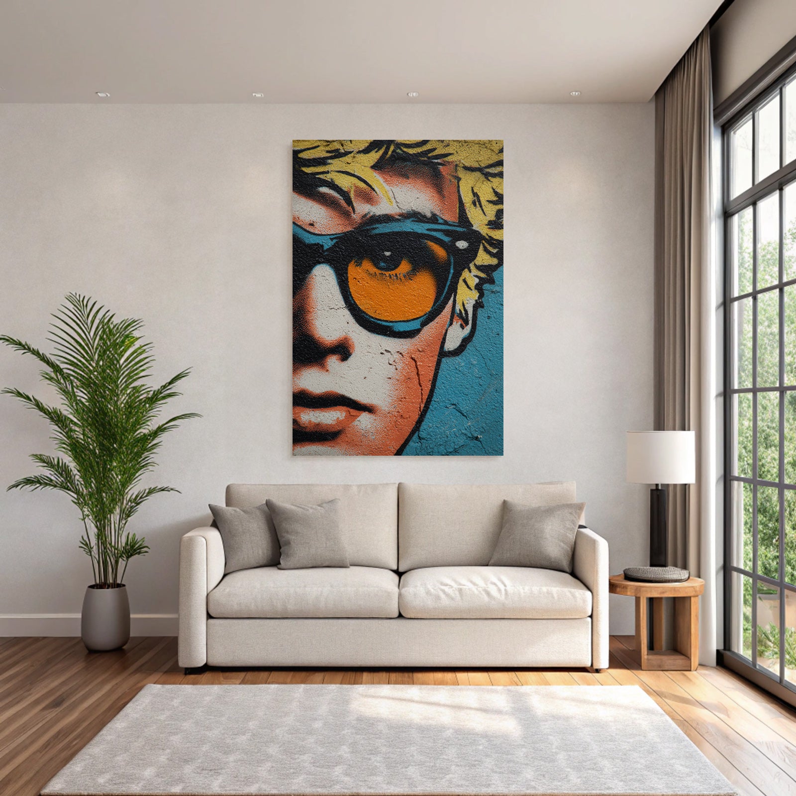 PopArt Strassenkunst Stilisiertes Gesicht Mit Sonnenbrille
