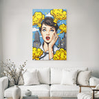 PopArt Überraschte Frau Im Popart Mit Stadtbild