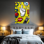 PopArt Lebendige Hand Geste Mit Indexfinger Und Herzen
