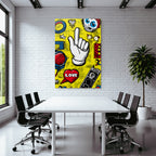 PopArt Lebendige Hand Geste Mit Indexfinger Und Herzen