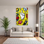 PopArt Lebendige Hand Geste Mit Indexfinger Und Herzen