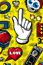 PopArt Lebendige Hand Geste Mit Indexfinger Und Herzen | Pop Art | Stilrichtungen