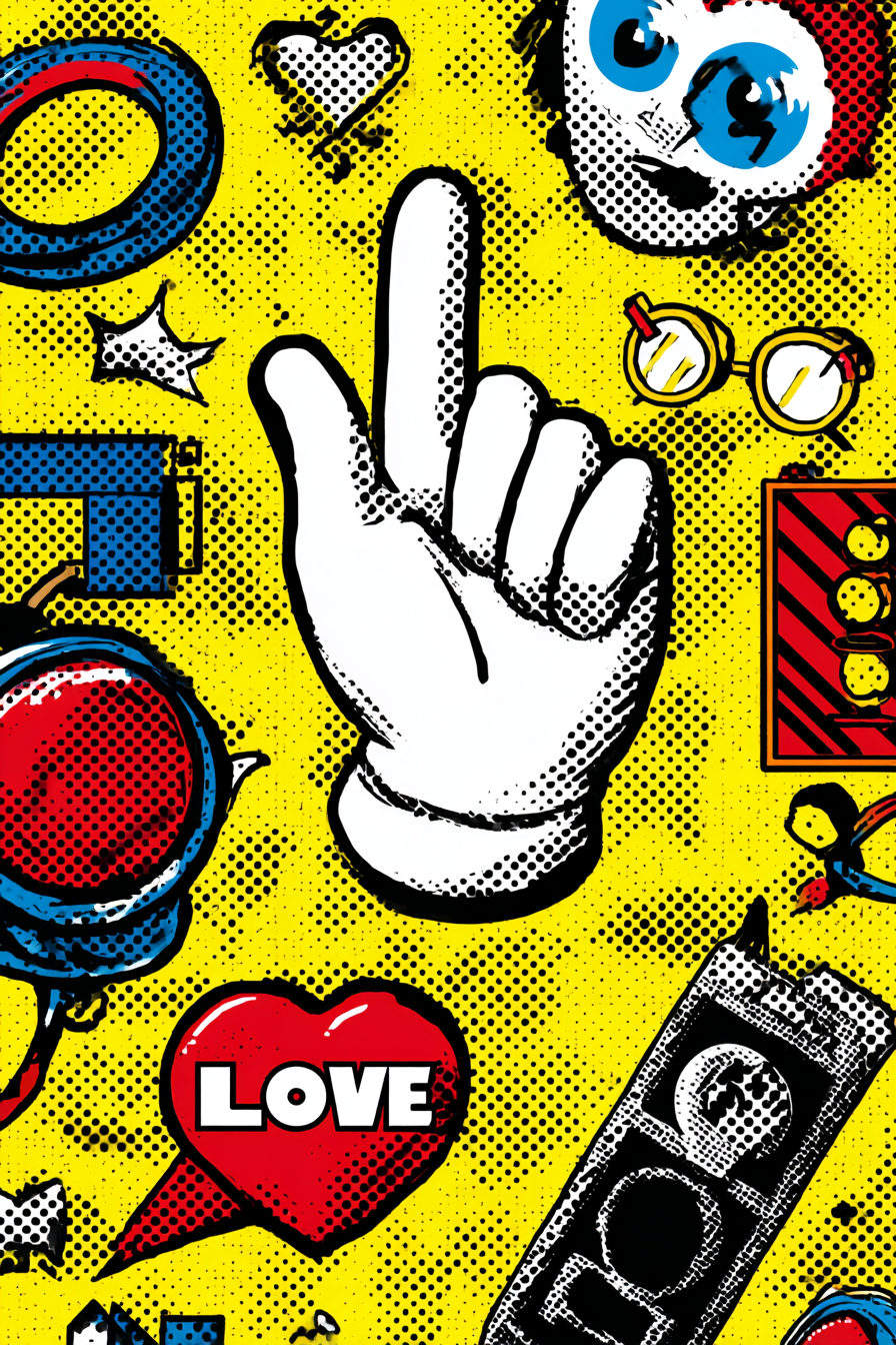 PopArt Lebendige Hand Geste Mit Indexfinger Und Herzen | Pop Art | Stilrichtungen