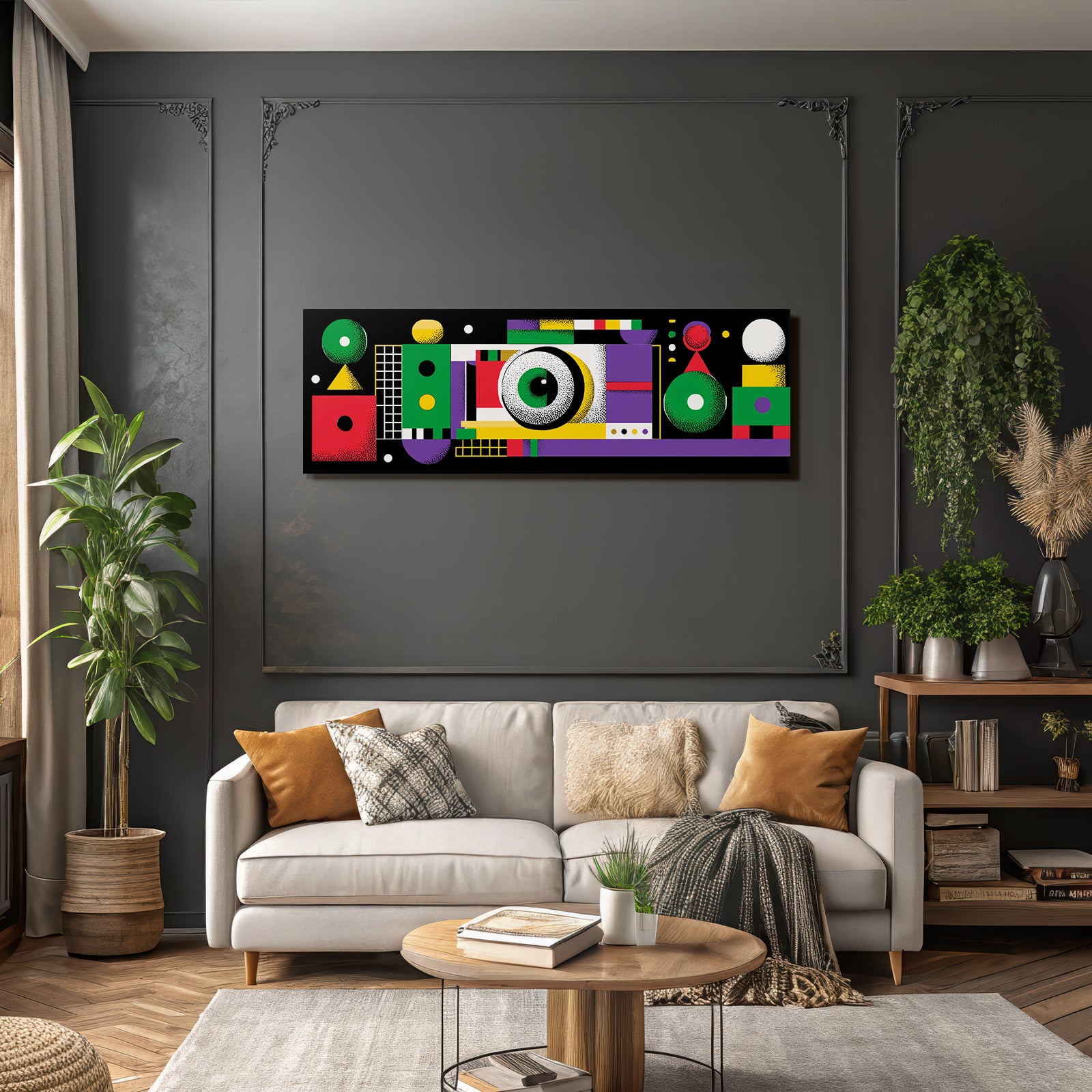 PopArt Abstraktes Design Mit Farbenfrohen Geometrischen Formen Und Spielerischem Stil