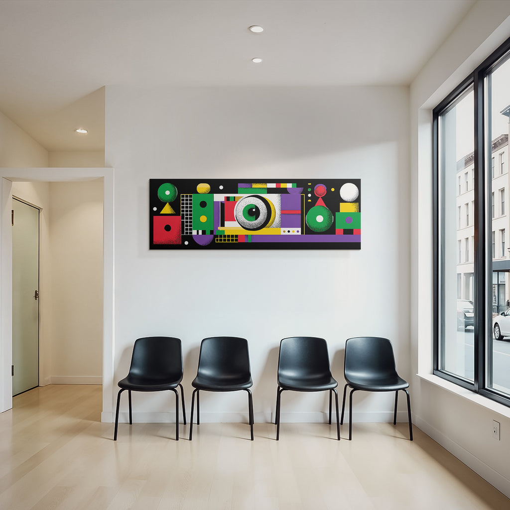 PopArt Abstraktes Design Mit Farbenfrohen Geometrischen Formen Und Spielerischem Stil