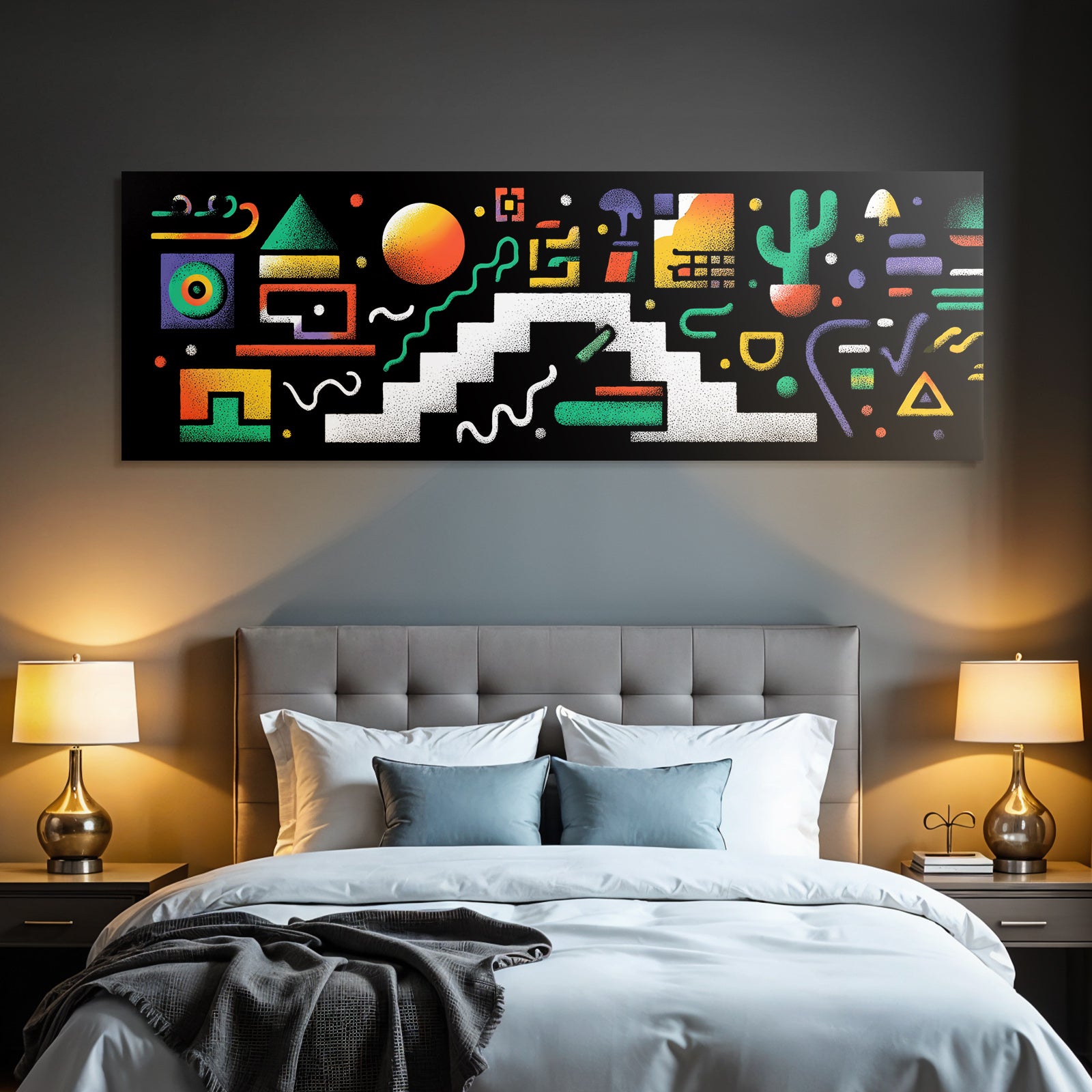 PopArt Abstraktes Geometrisches Design Mit Farbenfrohen Formen