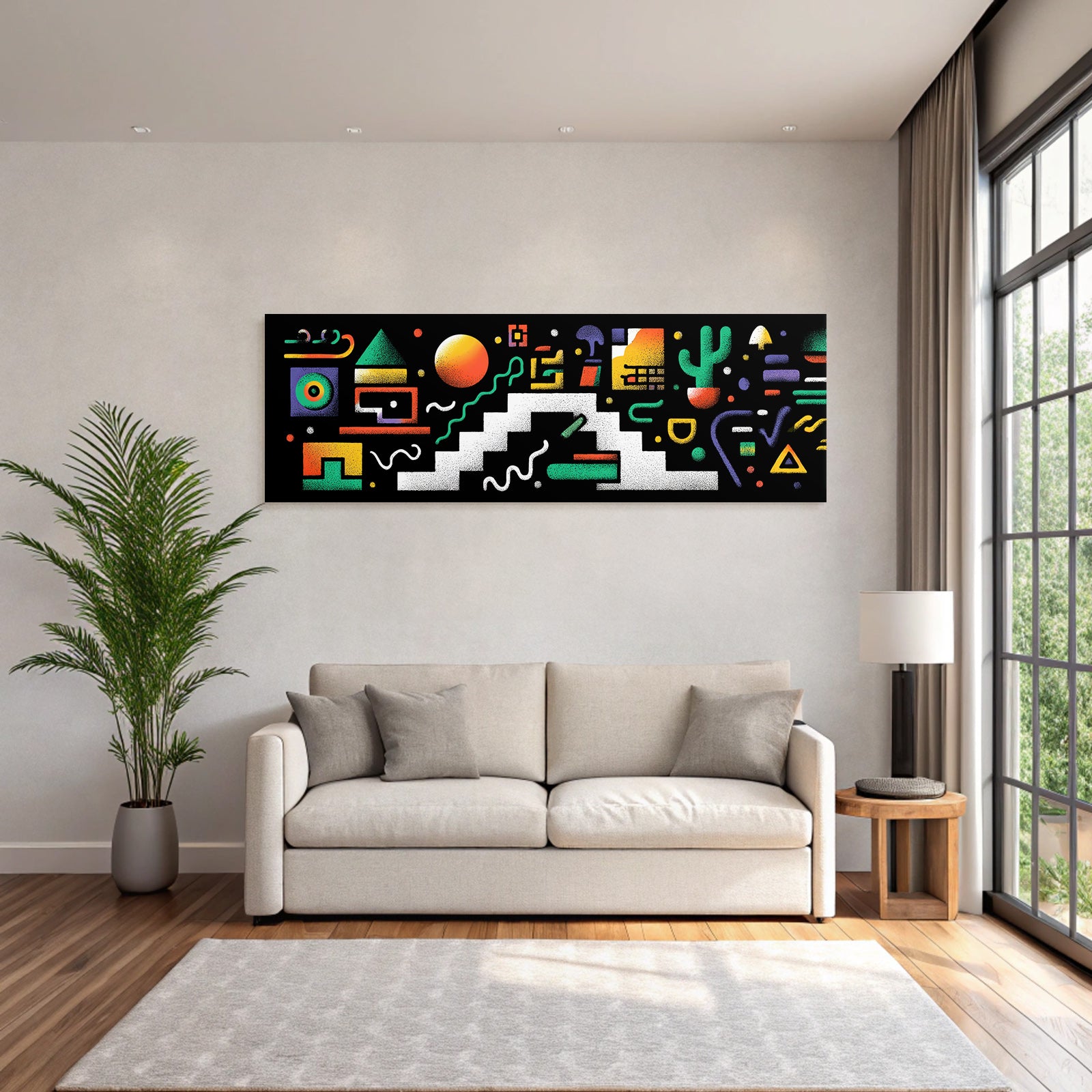 PopArt Abstraktes Geometrisches Design Mit Farbenfrohen Formen