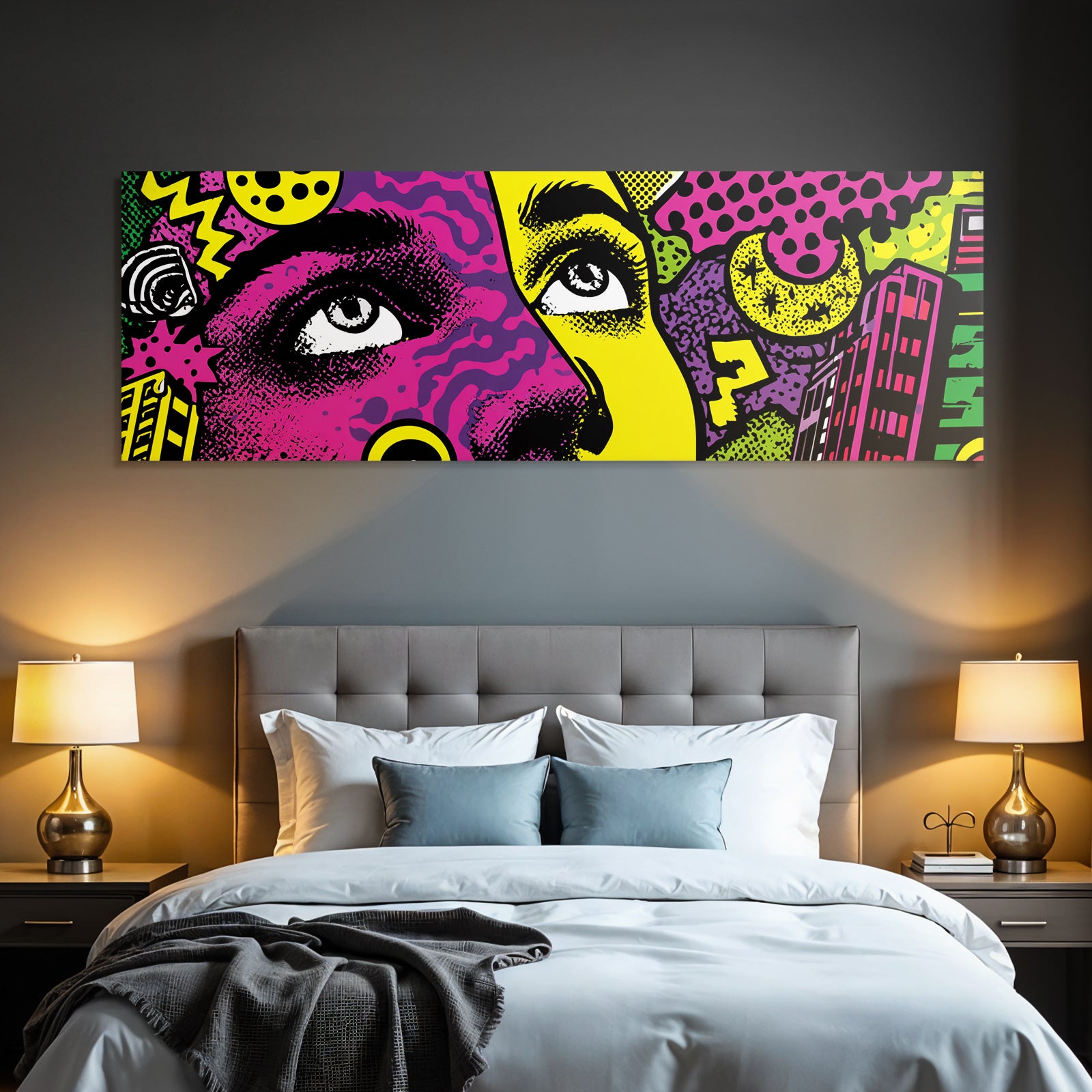 PopArt Abstraktes Gesicht Mit Augen Farbenfrohe Geometrie