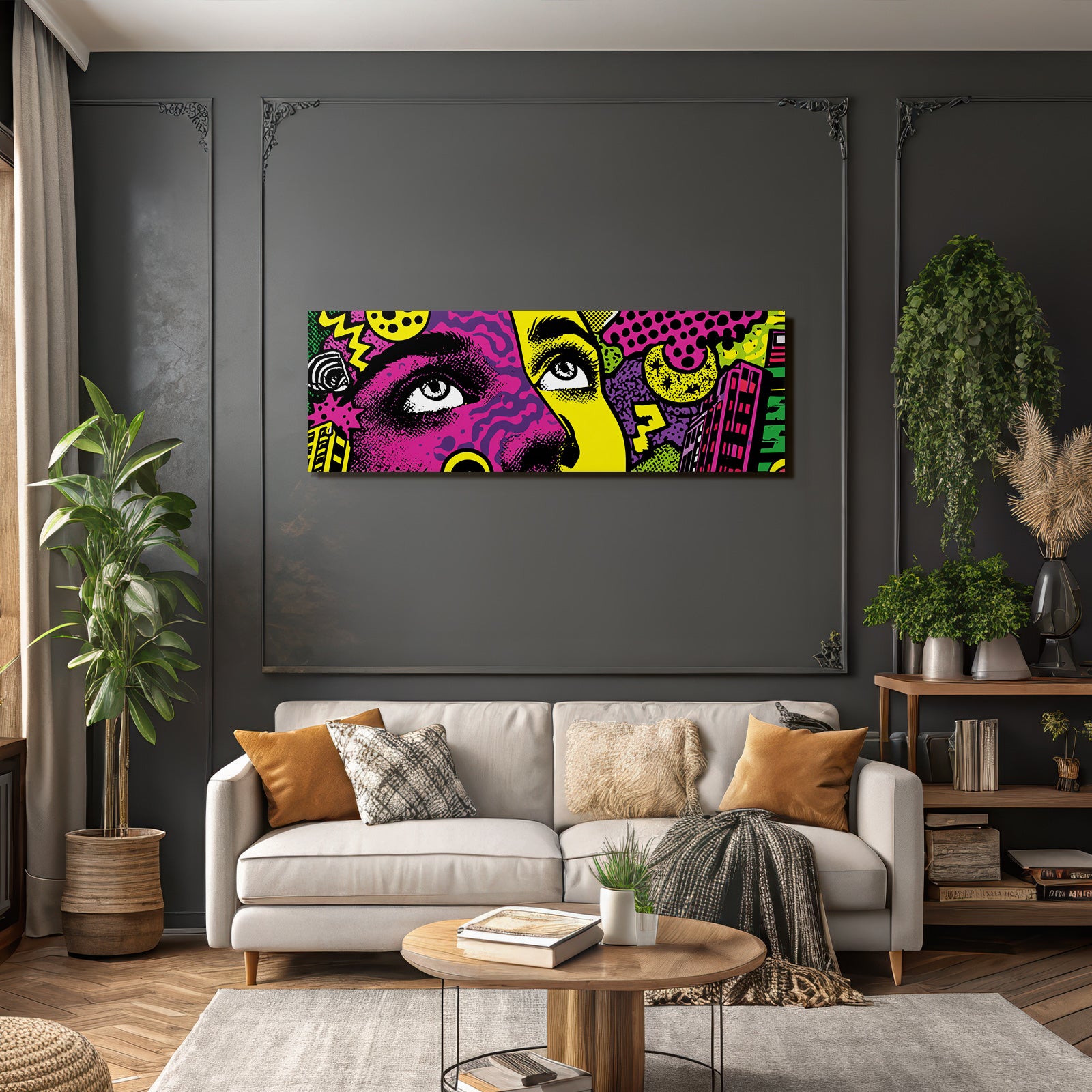 PopArt Abstraktes Gesicht Mit Augen Farbenfrohe Geometrie