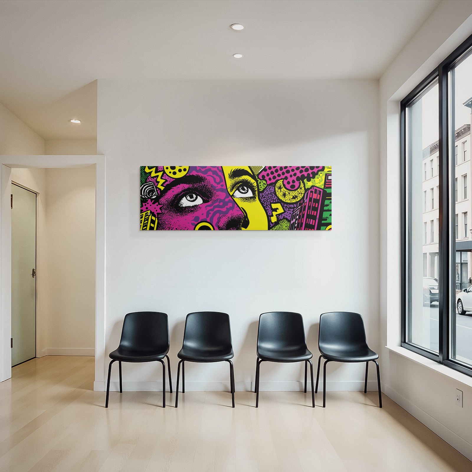 PopArt Abstraktes Gesicht Mit Augen Farbenfrohe Geometrie