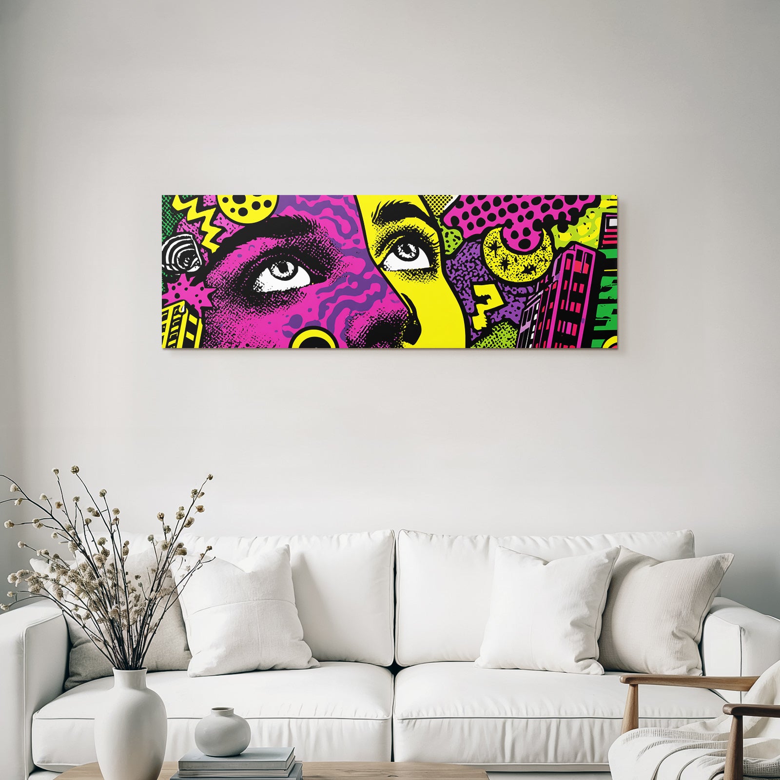 PopArt Abstraktes Gesicht Mit Augen Farbenfrohe Geometrie
