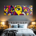 PopArt Bunte Abstrakte Gesichtsdarstellung Mit Geometrischen Formen