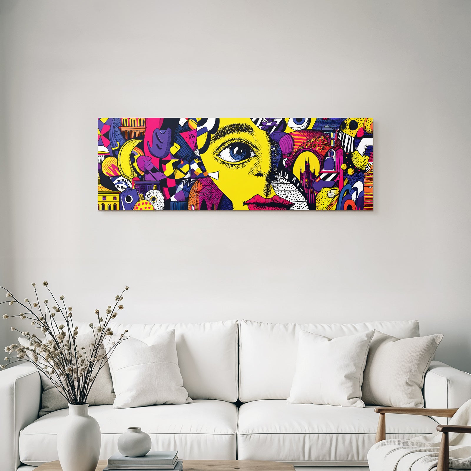 PopArt Bunte Abstrakte Gesichtsdarstellung Mit Geometrischen Formen