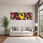 PopArt Bunte Abstrakte Gesichtsdarstellung Mit Geometrischen Formen
