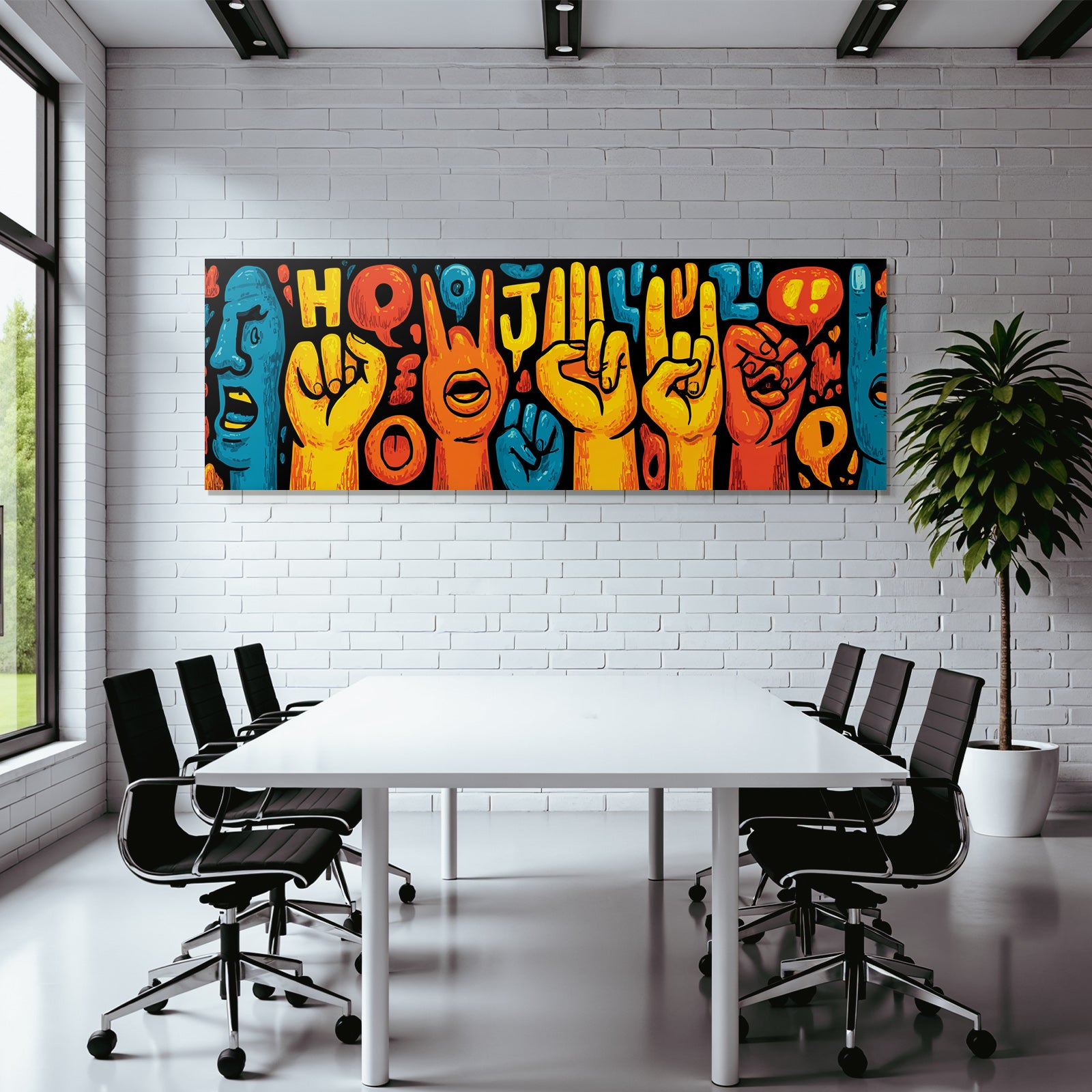 PopArt Bunte Handgesten Und Gesichtsausdrücke Auf Schwarzem Hintergrund