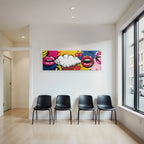 PopArt Bunte Lippen Sprächblase Mit Kirschen Und Herzen