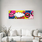 PopArt Bunte Lippen Sprächblase Mit Kirschen Und Herzen